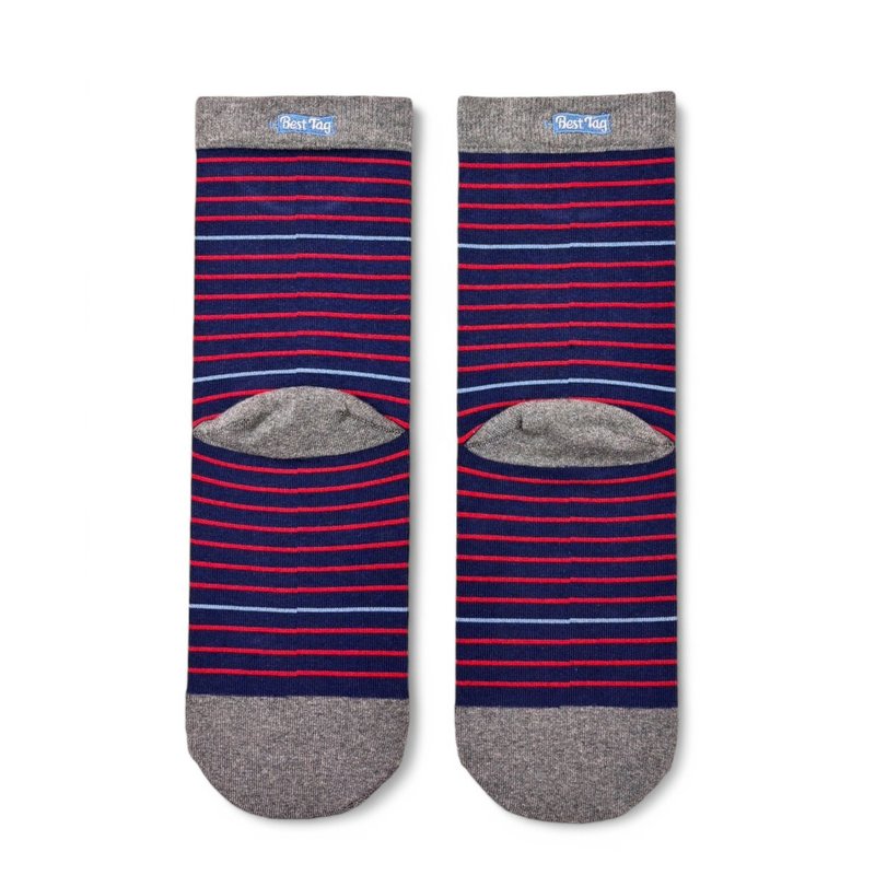 BestTag 細條紋 Stripe 紅藍 22-28cm - 襪子 - 棉．麻 紅色