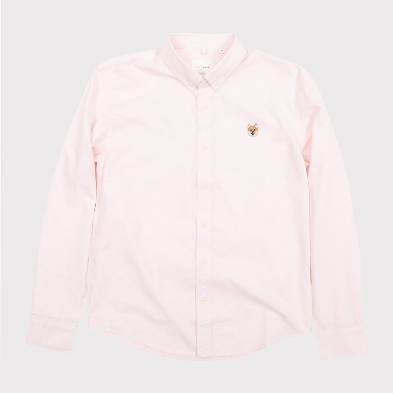 【P仔系列】柴犬 單色繡花恤衫 - 粉紅色//藍色//白色 (ST792) - 男裝 恤衫 - 棉．麻 粉紅色