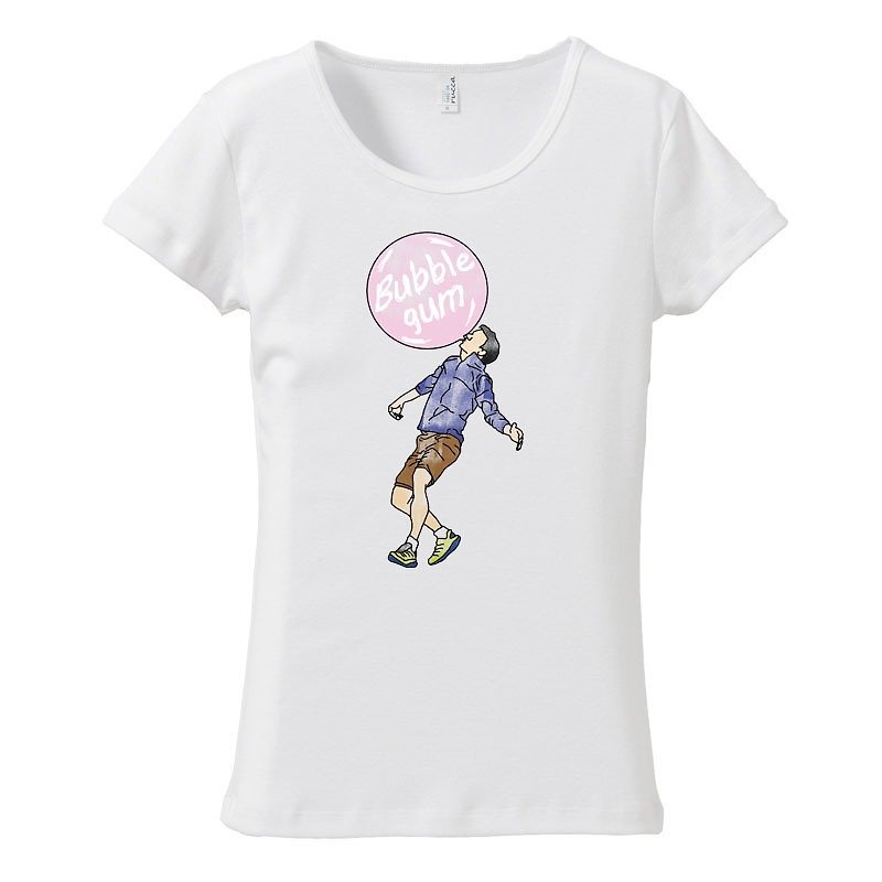 [レディースTシャツ] Bubble gum 3 - Tシャツ - コットン・麻 ホワイト