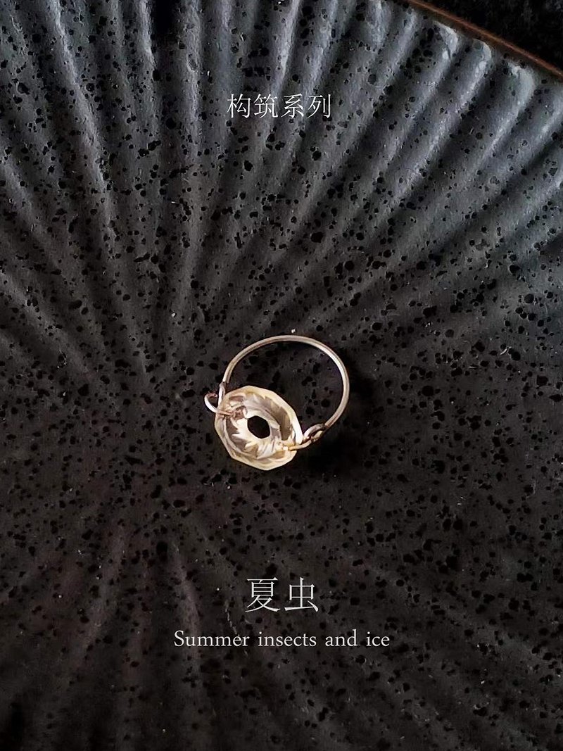 Xia Chong オリジナルデザインの天然イエロー彫刻幾何学的形状小麦耳テクスチャリングニッチスタイルセンス - リング - 宝石 