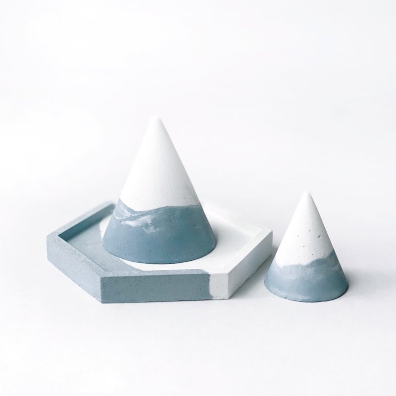 (Pre-Order) Morandi Blue Diffuser Set of Three | Large Cone + Small Cone + Hexagonal Chassis - Items for Display - Cement Blue