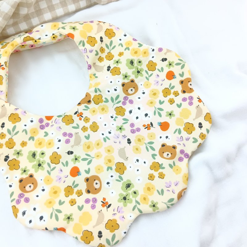 Fancy Bear. Bib without hemming (name can be embroidered) - Bibs - Cotton & Hemp Yellow