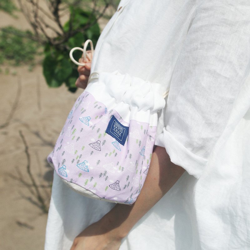 側背水桶包 _ 粉嫩富士山 (現貨供應中) - 側背包/斜孭袋 - 棉．麻 紫色