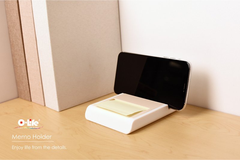 O-Life Mobile Phone Holder Post-it Holder - Post-it Notes Included - กระดาษโน้ต - พลาสติก ขาว