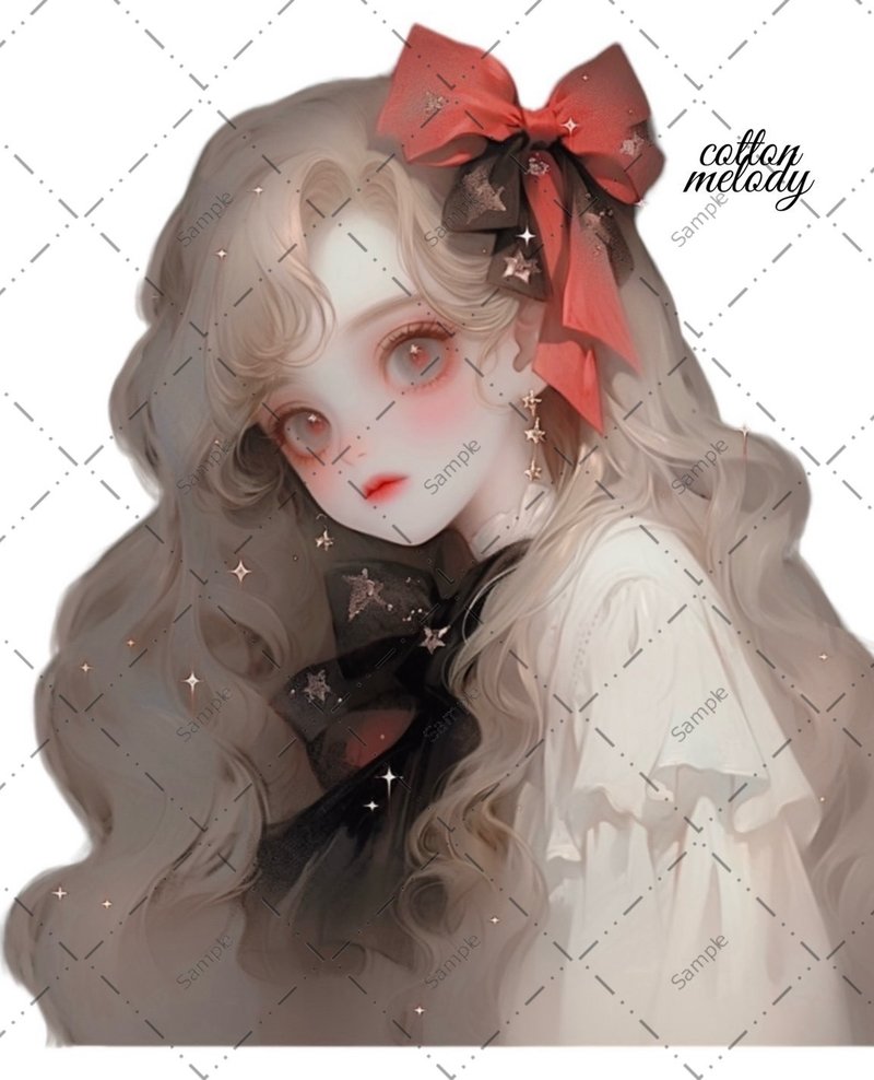 original sticker no.203 人物ステッカー オリジナルステッカー 人物ステッカー 女の子ステッカー オリジナル人物ステッカー - 貼紙 - 紙 