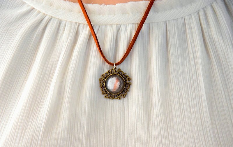 The Orange Stripe - Mori/Forest Theme Natural Stone Vintage Resin Necklace - Necklaces - Stone 