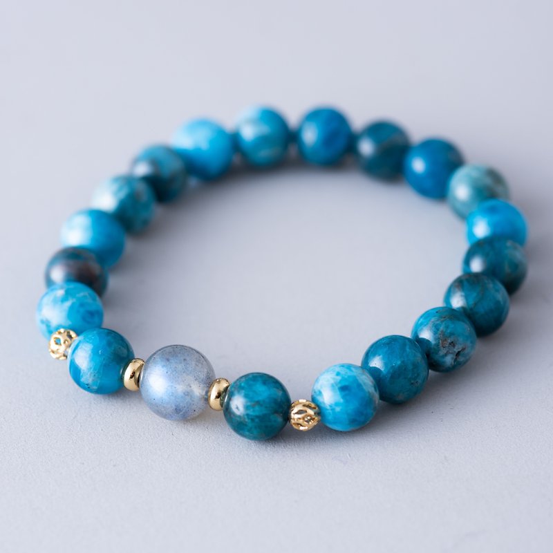 Apatite, Labradorite 14K Gold Plated Natural Gemstone Crystal Bracelet - Bracelets - Crystal Blue