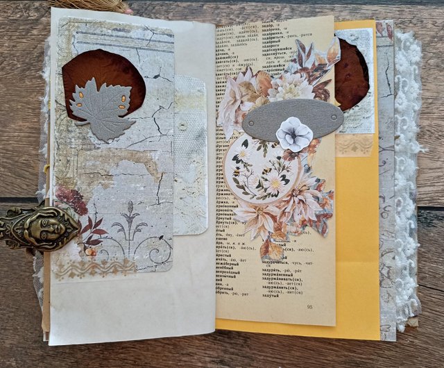 Autumn junk journal for sale Botanical junk book Thick large