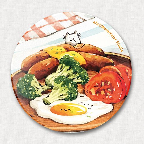 afu插畫日誌 afu陶瓷吸水杯墊-美味早餐