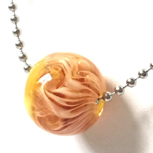 自然風采 金黃旋轉條紋漩渦琉璃珠項鍊