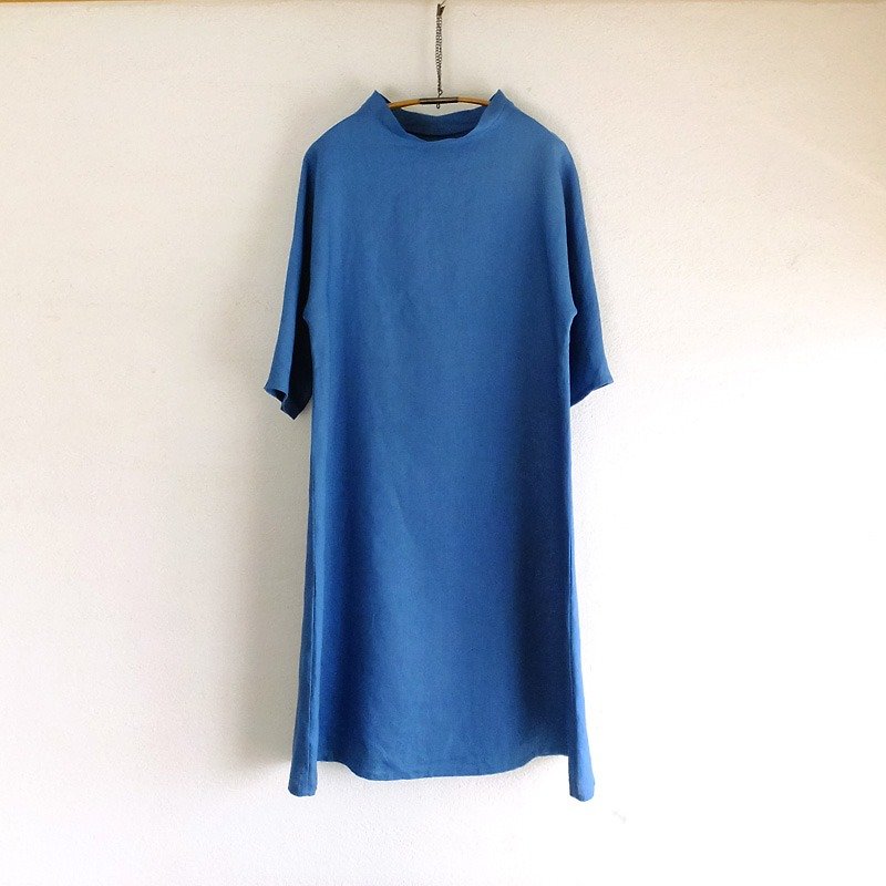 Dolman Linen One Piece Blue - ชุดเดรส - ผ้าฝ้าย/ผ้าลินิน สีน้ำเงิน