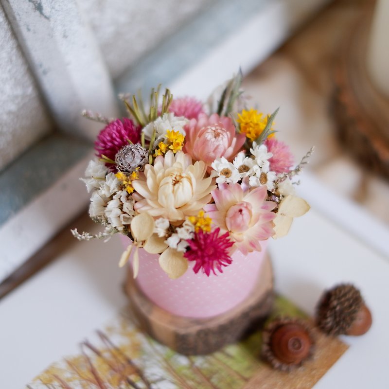 Unfinished | Pastel cake flowers dried flowers small potted flowers wedding small gifts gifts home decorations photography props office healing small objects Christmas exchange gift spot - ของวางตกแต่ง - พืช/ดอกไม้ สึชมพู