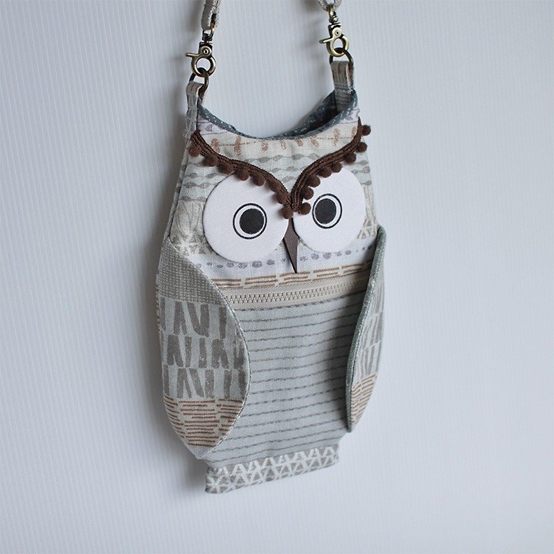 Owl oblique backpack No.2 - Messenger Bags & Sling Bags - Cotton & Hemp White