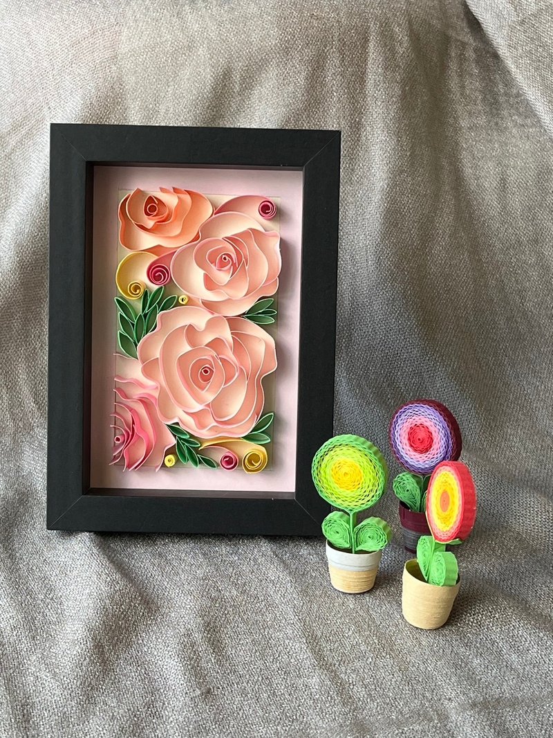 There is affection in every square inch//Rose relief painting with frame/Message - ของวางตกแต่ง - กระดาษ 