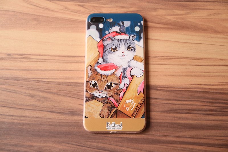 Own Design-Holiday Kitty Phone Case Phone Case M - เคส/ซองมือถือ - พลาสติก สีน้ำเงิน