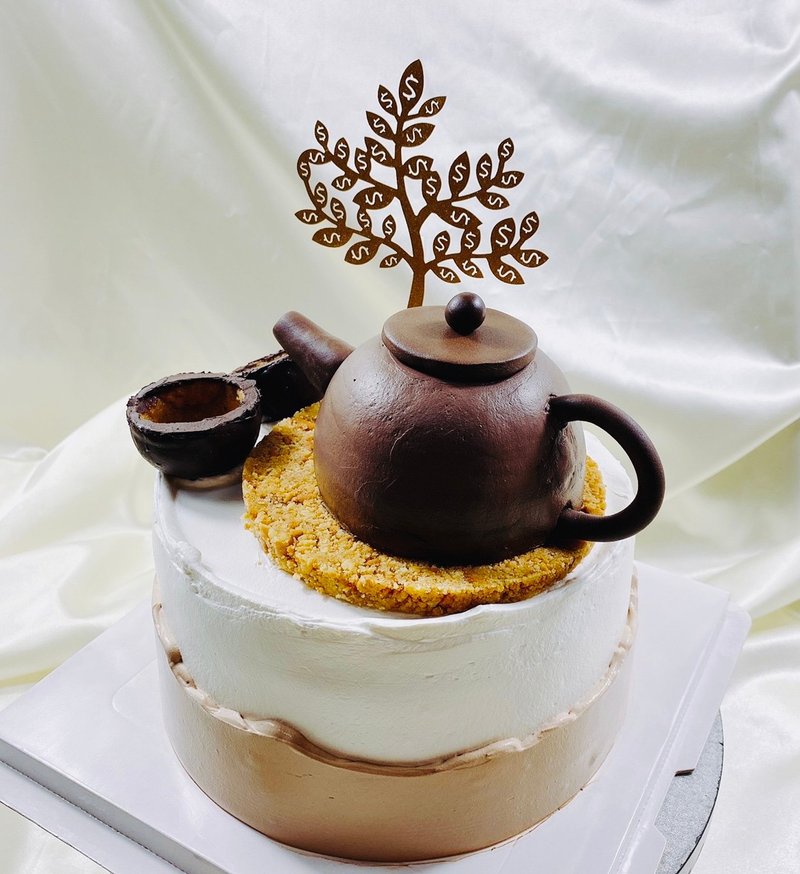老爸の茶几組 生日蛋糕 客製化 父親節 4+6吋 台南面交 - 蛋糕/甜點 - 新鮮食材 咖啡色