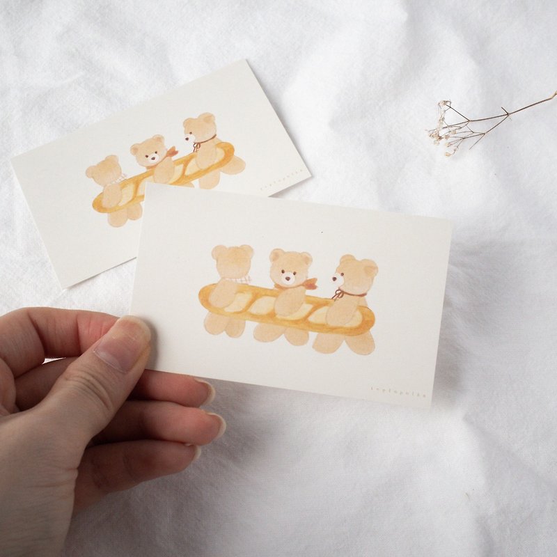 Bear French bread Messege card - Cards & Postcards - Paper 