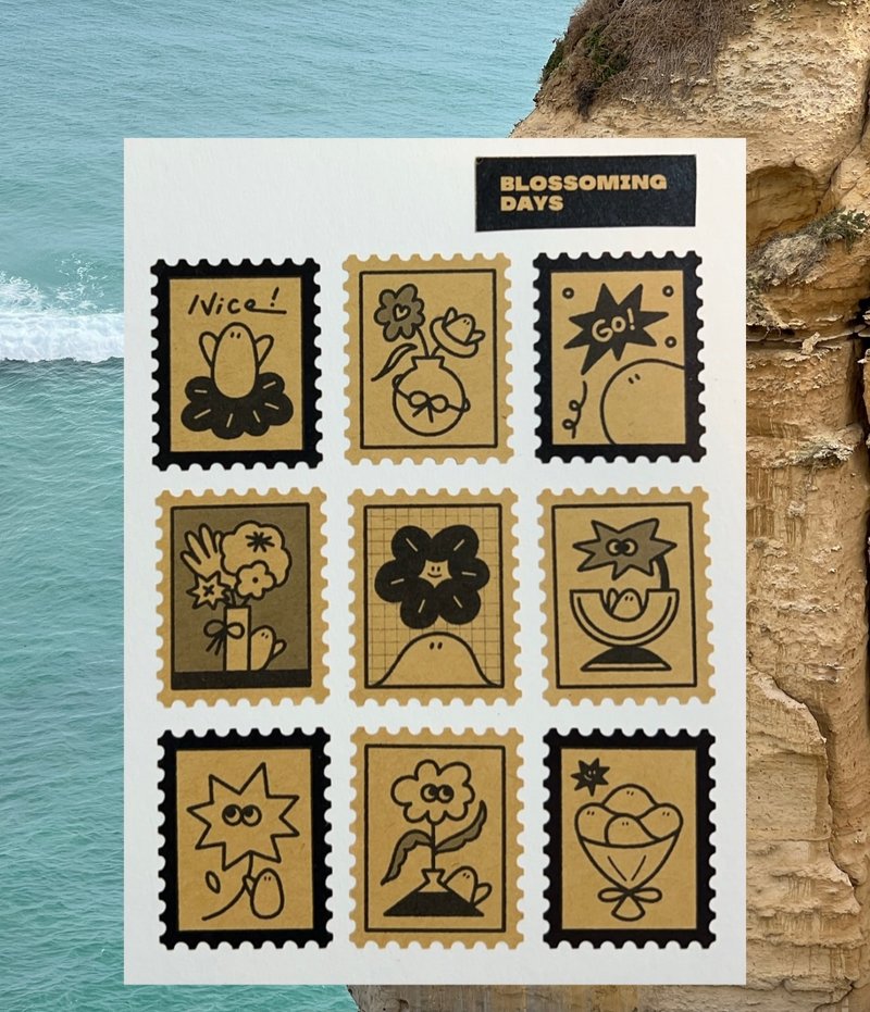 貼紙 | BLOSSOMING DAYS - 貼紙 - 紙 咖啡色