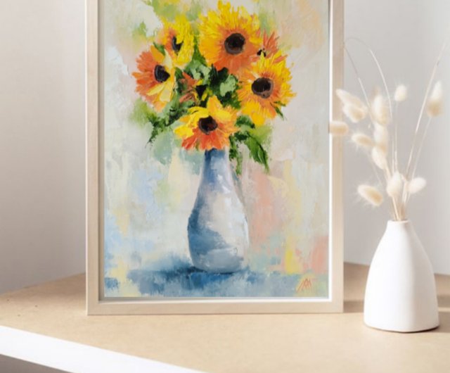 テクスチャーアート　絵画　原画　オリジナルアート　アートパネル　花の絵　ひまわり Amazon.co.jp: テクスチャーアート 絵画 原画 オリジナルアート