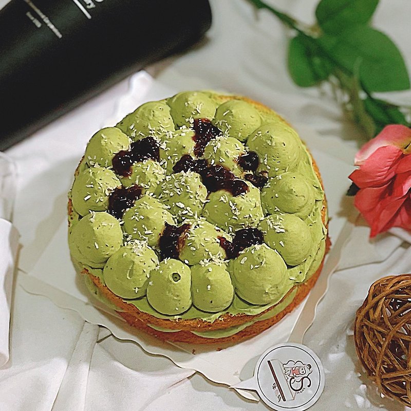 Shareus-Matcha Brown Sugar Mochi Cream Cake - เค้กและของหวาน - อาหารสด สีเขียว