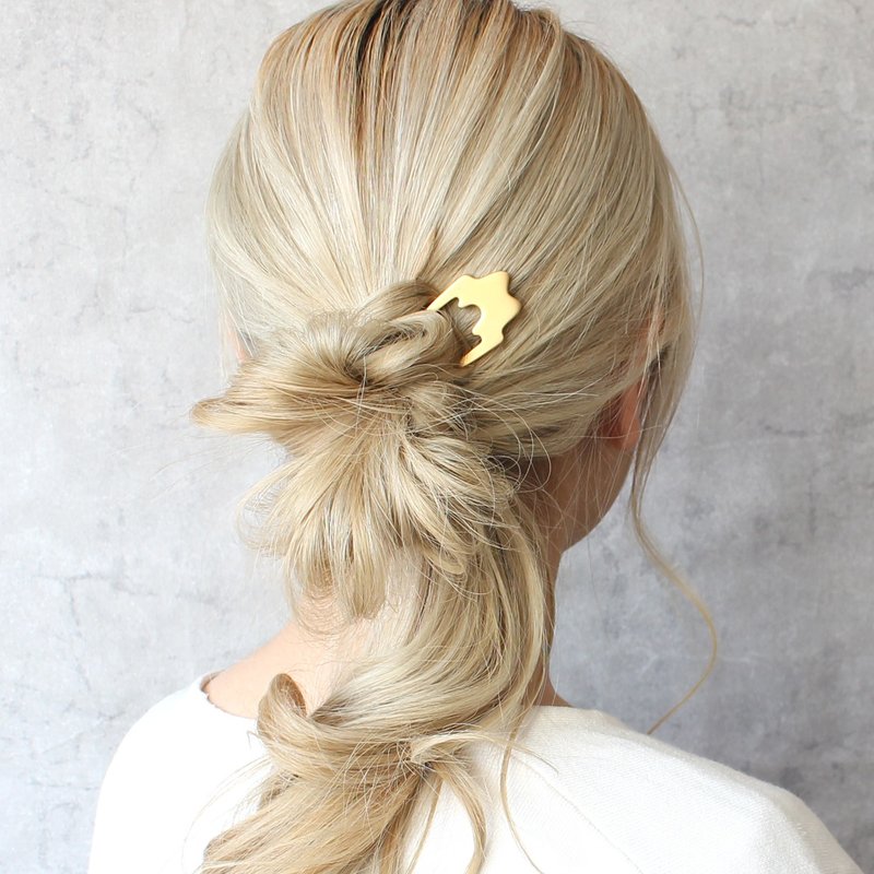 KANZASHI Hair pin 【Basic / Curvy / Gold】 - 髮夾/髮圈 - 其他金屬 金色
