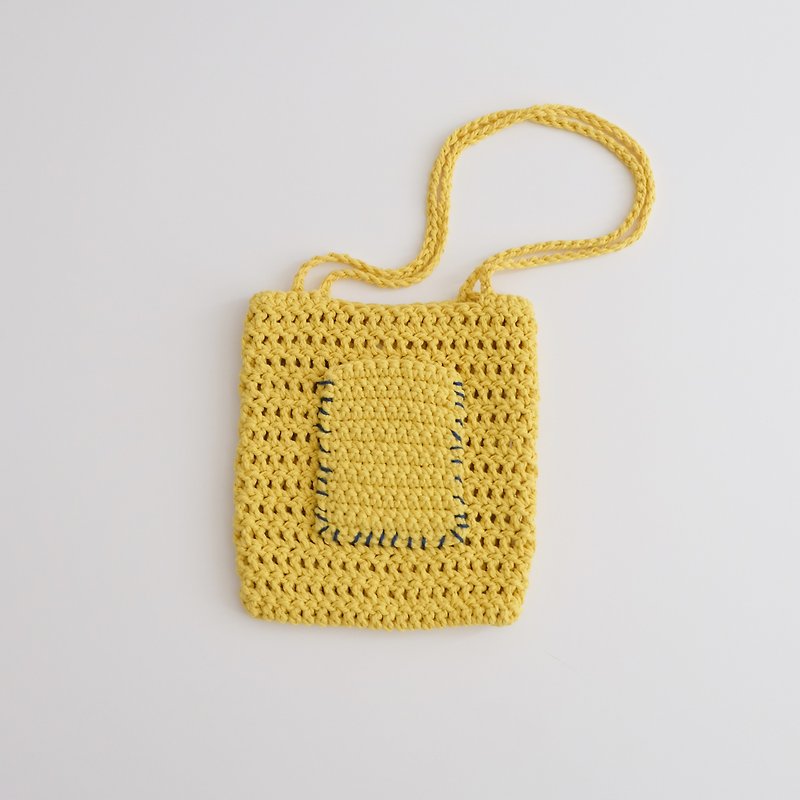 Tiff Crochet Bag Yellow - กระเป๋าถือ - ผ้าฝ้าย/ผ้าลินิน สีเหลือง