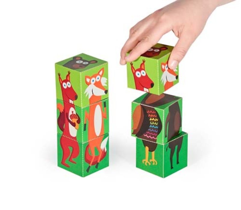 【pukaca手作益智玩具】紙積木系列 - 森林小動物 - 寶寶/兒童玩具/玩偶 - 紙 多色