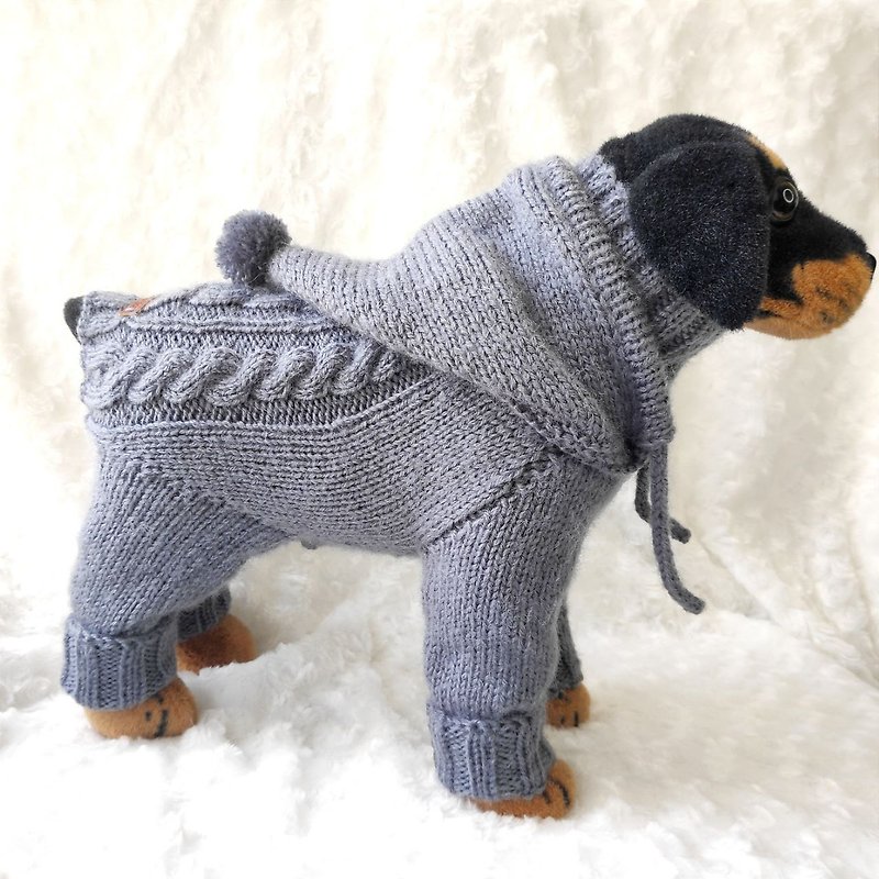 Wool Clothing & Accessories Gray - Dark gray sweater long sleeve and hood for dog, warm sweater for dog