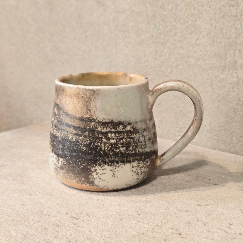 柴燒瓷土 / 絞泥馬克杯 / 咖啡杯 - 咖啡杯/馬克杯 - 陶 黑色