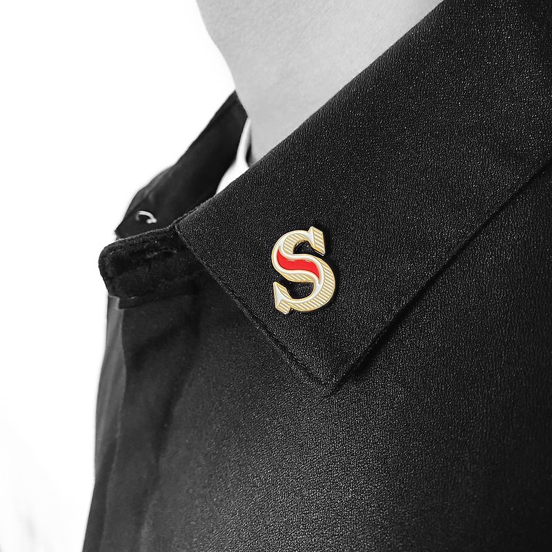 S / Sweet -琺瑯徽章卡－附信封 開學季 情人卡 萬用字母卡 - เข็มกลัด/พิน - วัตถุเคลือบ สีแดง