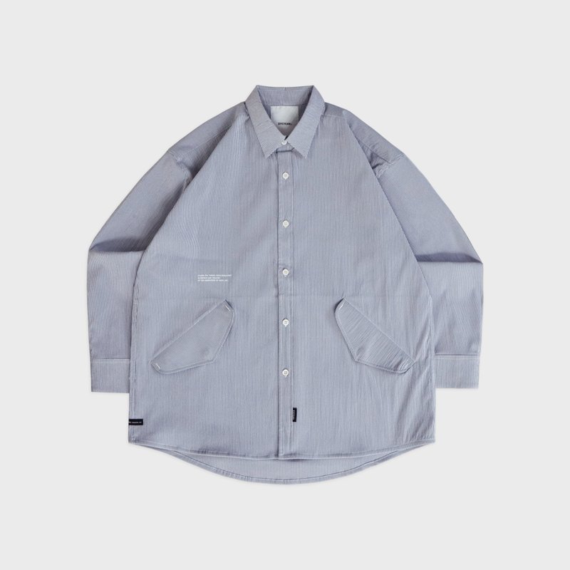 DYCTEAM - Wide striped Patch pocket shirt (blue) - 男襯衫/休閒襯衫 - 其他材質 藍色