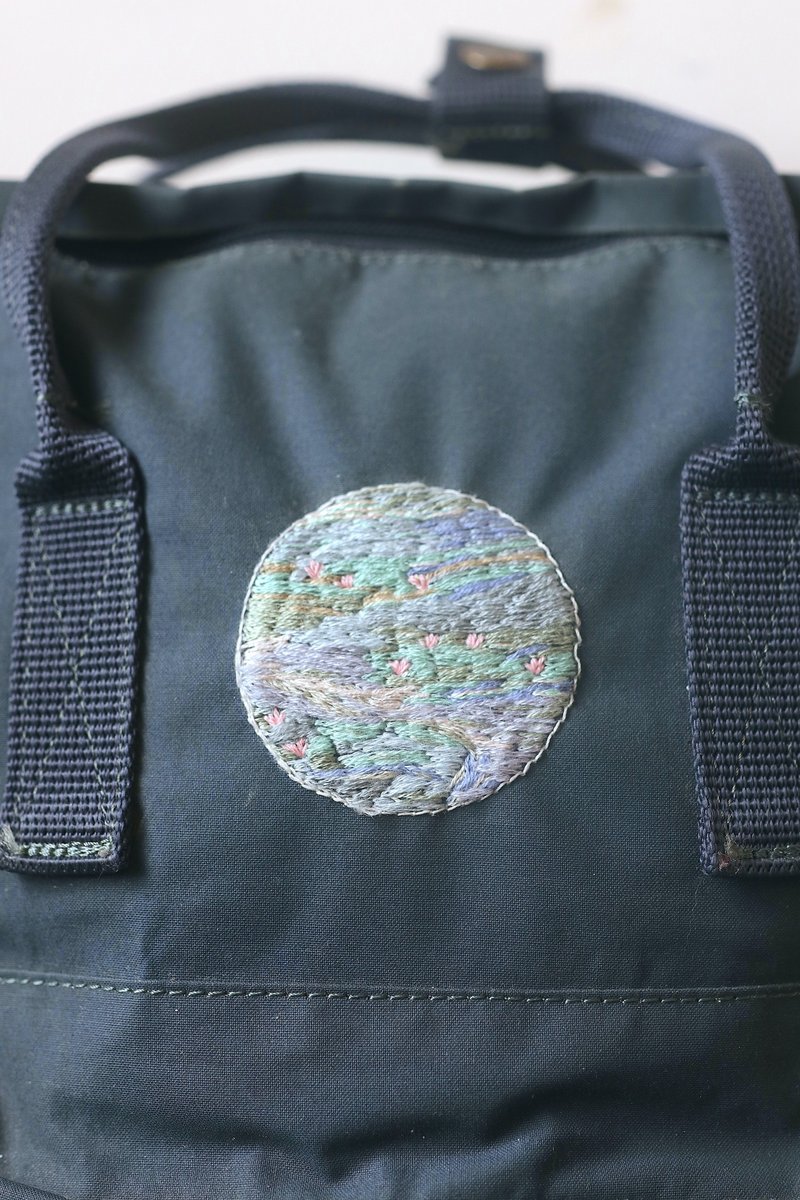 Monet Garden Arctic Fox hand embroidered logo - bag not included - Backpacks - Other Materials 