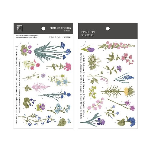 MU 【Print-On Stickers 轉印貼紙】no.127-庭院花卉圖鑑 | 復古系列