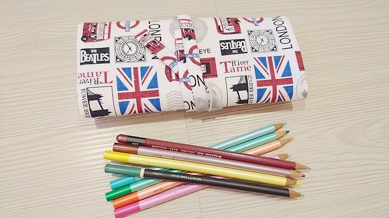 綿の布ポーチバッグ鉛筆ペンブラシツールバッグ英国スタイル - ペンケース・筆箱 - コットン・麻 多色