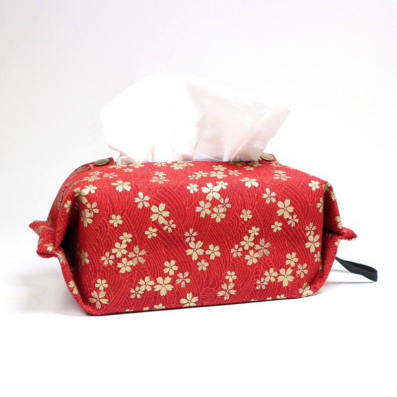 Hanging Toilet Paper Cover - Cherry Blossom (Red) - Tissue Boxes - Cotton & Hemp Red