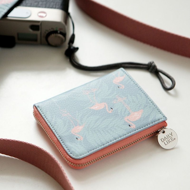 Dailylike beautiful life leather ticket card purse -05 flamingo, E2D42338 - กระเป๋าใส่เหรียญ - หนังแท้ สีน้ำเงิน