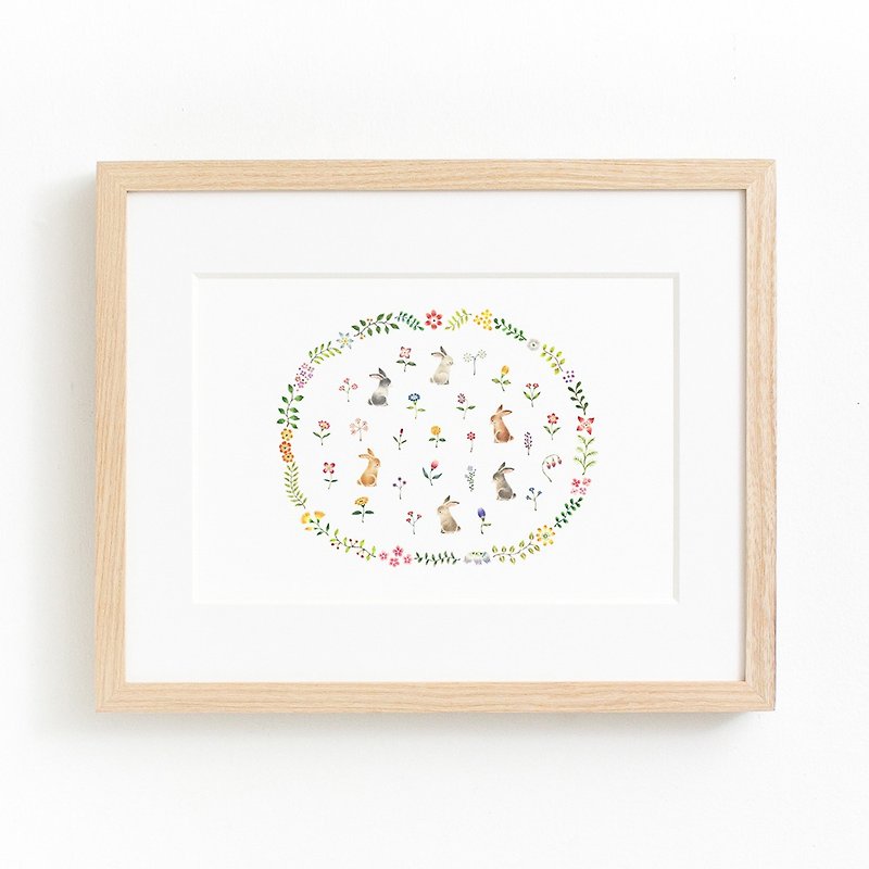 Living with pictures. Framed Art Print "Rice Garden of the Rabbits" FAP-A5119 - Posters - Paper Pink