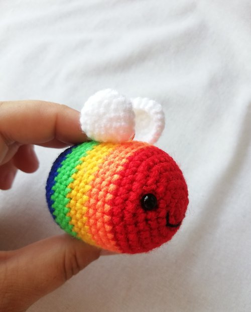 ToysByKrOks Crochet rainbow bee pattern, crochet bumble bee, amigurumi bee