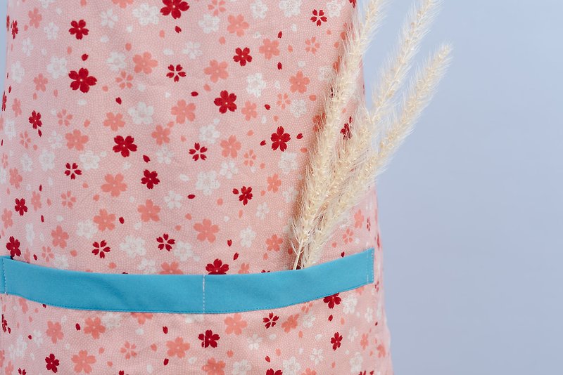 Double-sided apron - cherry apron mother hand made non-toxic - Parent-Child Clothing - Cotton & Hemp Pink