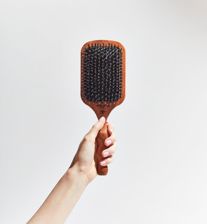 美國PHILIP B | 手工桃花木方鬃梳 - 彩妝刷具/鏡子/梳子 - 木頭 