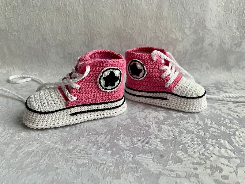Cute Converse baby booties Baby shoes for a baby girl boy Kids Fashion Socks - รองเท้าเด็ก - ผ้าฝ้าย/ผ้าลินิน สึชมพู
