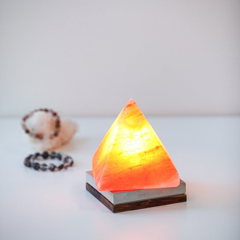 【限量】ONELIVINGS LOFT 工業風冷灰水泥斑馬木鹽燈 - PYRAMID - 燈具/燈飾 - 水泥 橘色