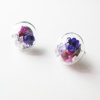 ＊Rosy Garden＊Dried Daisies with crystals inside earrings (Green)