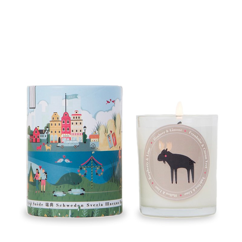 【Swedish Microcosm】Aromatherapy Candle (45 Hours)- Raspberry & Lime - Candles & Candle Holders - Other Materials White