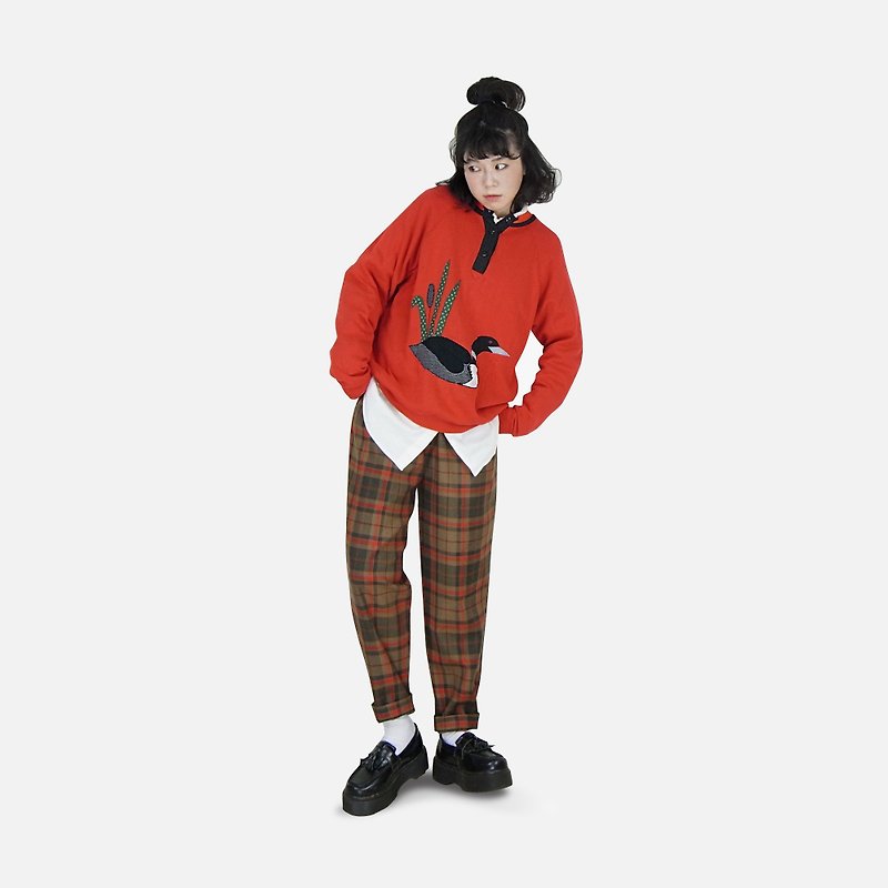 A‧PRANK: DOLLY :: VINTAGE retro with brown classic red plaid suit pants discount - Women's Pants - Acrylic Multicolor