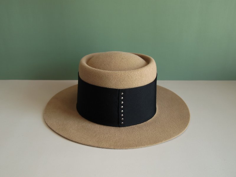 JLrs(F) spot sale hat hat luxury rabbit fur unisex felt hand work - Hats & Caps - Wool Khaki