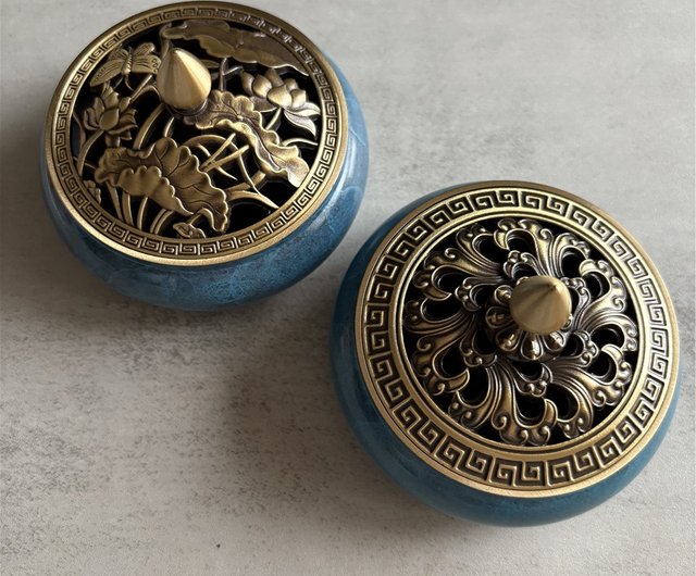 燒藍銅爐薰香爐宣德爐香爐禪意薰香座臥香盤握香盤線香盤kwood