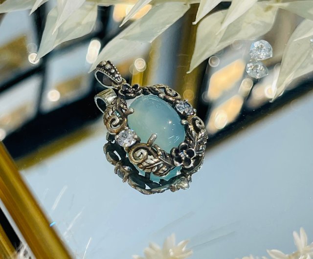 K18WG ホワイトゴールド ネックレス ブルーカルセドニー 1.39ct
