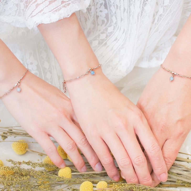 3 grouped girlfriends bracelet*Rose Aquamarine The One*sisters gift*birthday gift*bridesmaid gift - Bracelets - Gemstone 