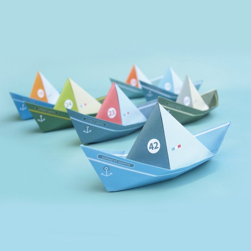 【Sophie et Martin】 Creative origami (floating boat) - งานไม้/ไม้ไผ่/ตัดกระดาษ - กระดาษ หลากหลายสี